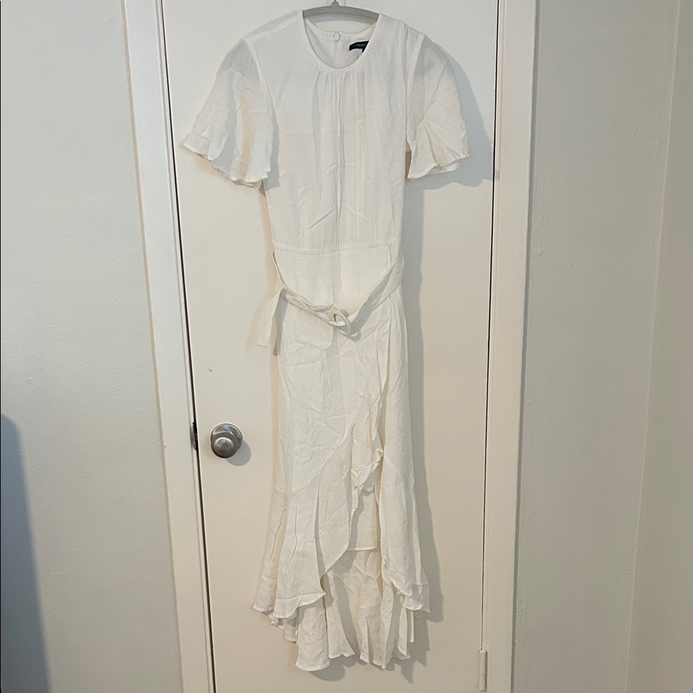 French Connection White Ruffle Maxi Dress
